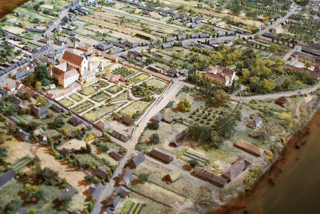 Gros plan sur la maquette de la rive droite de Varsovie vers 1750 - Musée de Praga à Varsovie