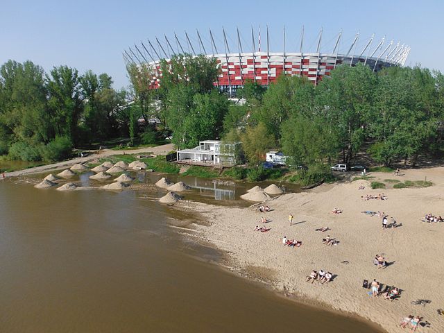 Plage de Varsovie au bord de la Vistule