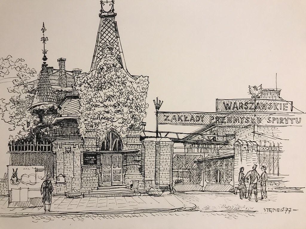 Fabrique Koneser dans le quartier de Praga à Varsovie - Illustration de Stepien