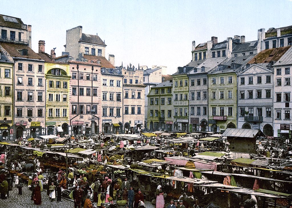 La place du Rynek de Varsovie en 1900.