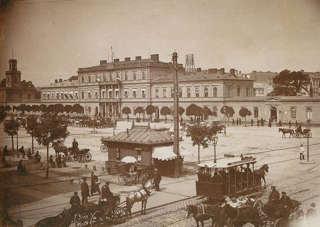Gare de Vienne (dworzec Wiedenski) à Varsovie vers 1890 aujourd'hui disparue. Photo de Konrad Brandel