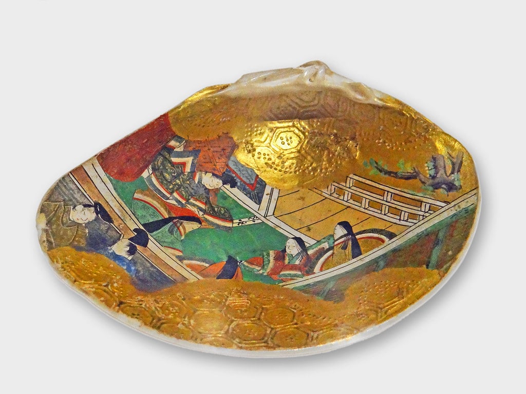 venise musée d'art oriental Peinture sur coquillage Kai, coquillage peint pour le jeu de Kai-Awase dalbera