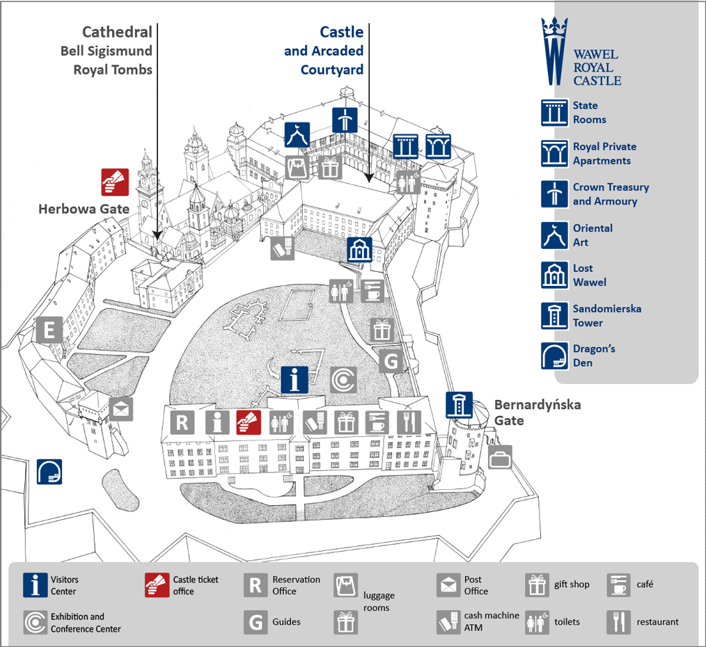 Carte de Wawel, le chateau de Cracovie.