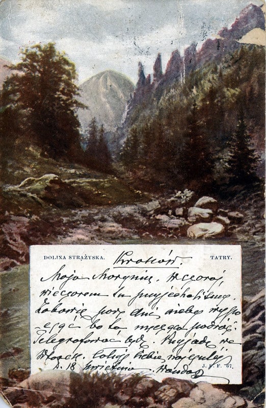 Carte postale envoyée de Zakopane avant 1914.